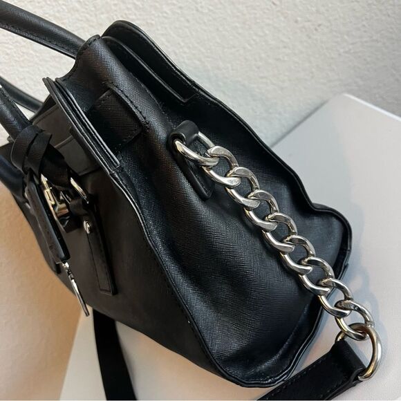 MICHAEL KORS Black Leather Hamilton Jet Set Selma Raven Satchel Tote Handbag - Picture 5 of 11